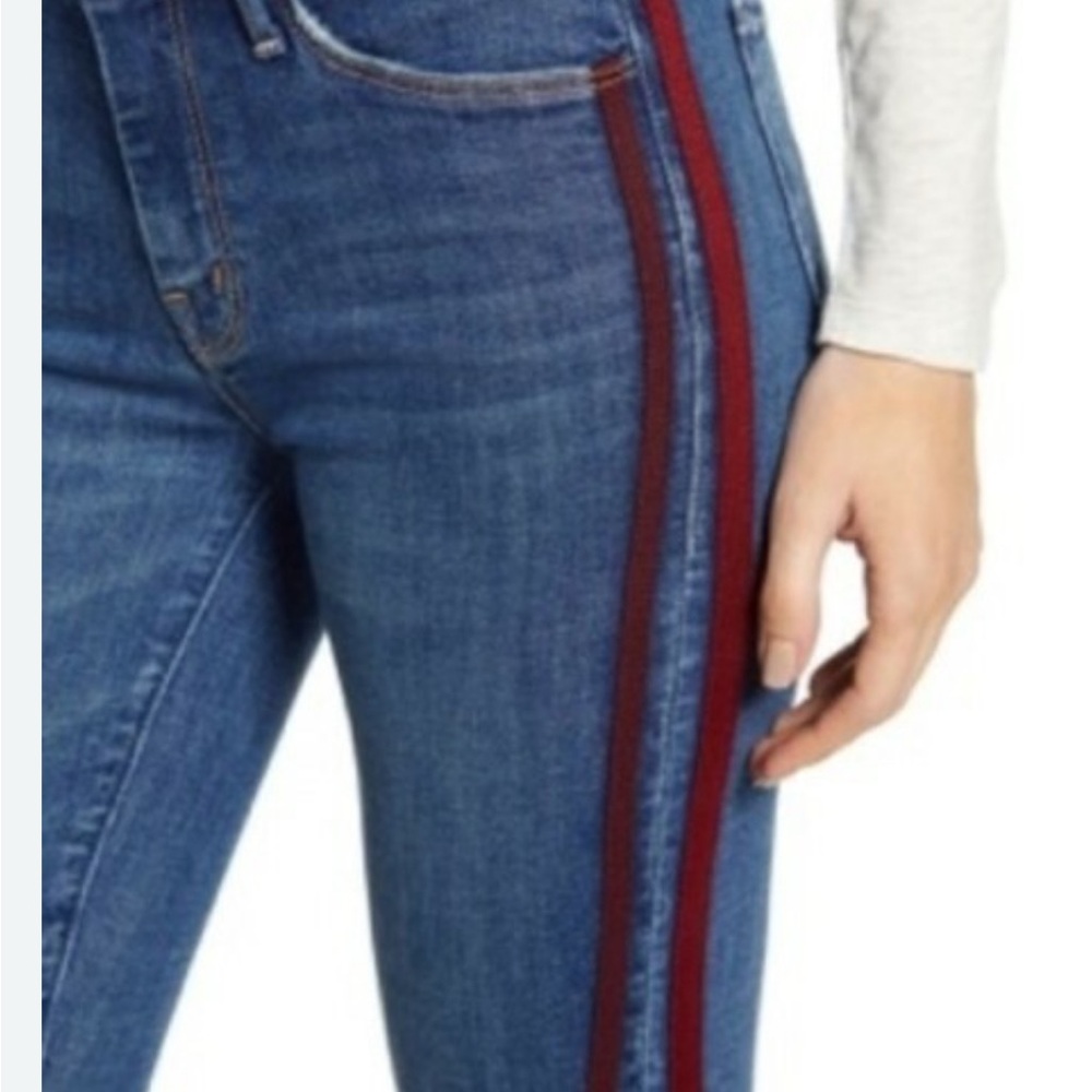 Mother the looker Blue Jeans with burgundy Stripe